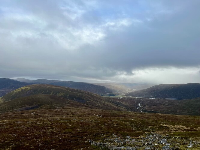 The Sow of Atholl on the left, A9 in the distance