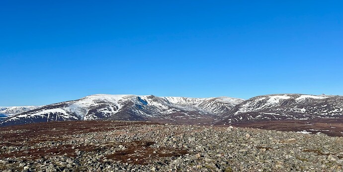 Beinn a'Bhuird direction and Ben Avon on the right