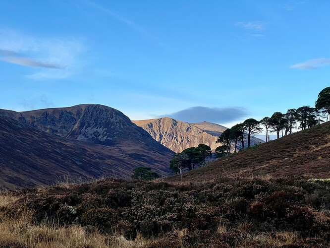 Looking back up the glen - Beinn Mheadoin at the back