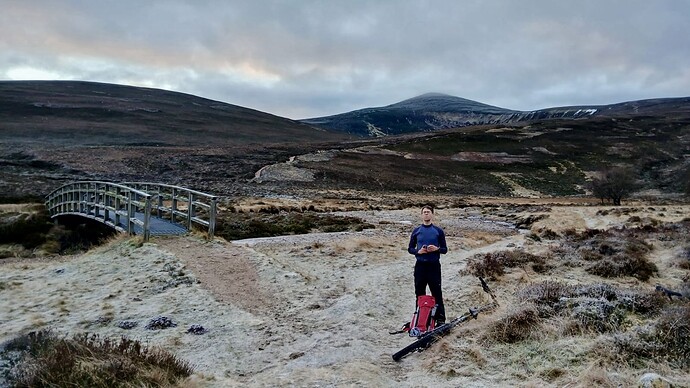 Preparing for the hike - Mount Keen above my head