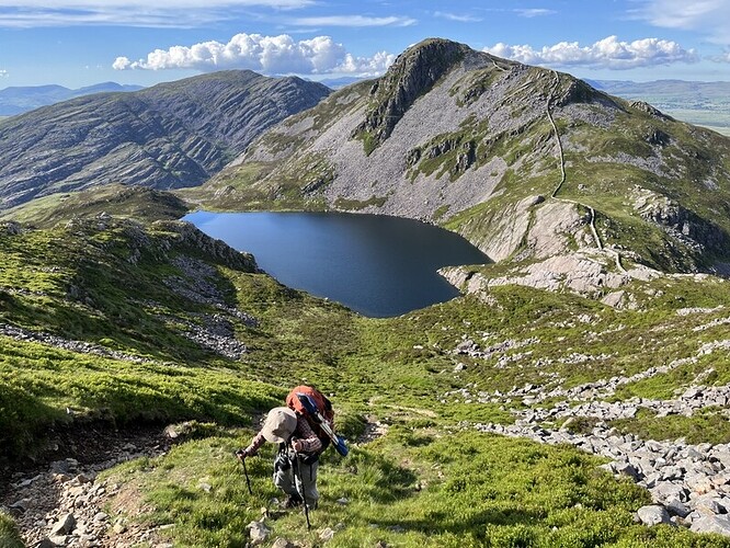 Rhinog Fawr and Rhinog Fach from ascent Y Llethr