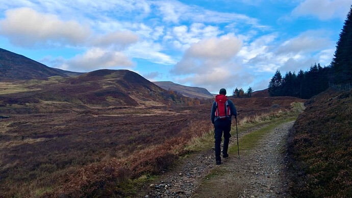 Off we go - setting the pace, with summit in the distance