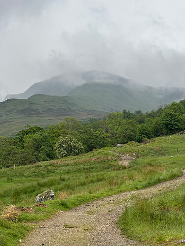 Heading up, Ben Vorlich hidden in the clouds