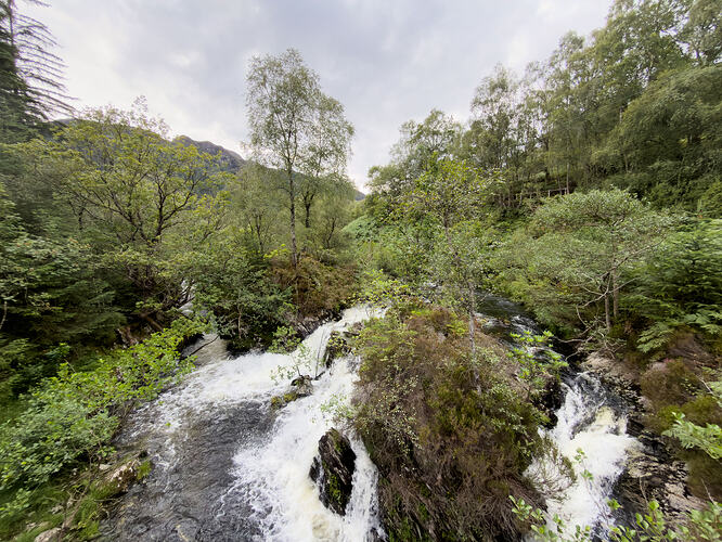 Waterfalls passed on the path through the forest.