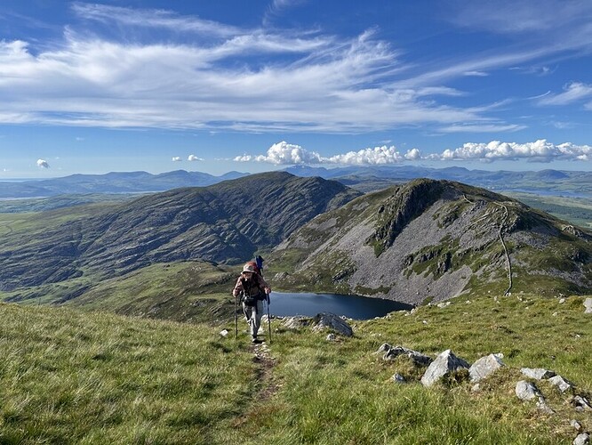 Rhinog Fawr and Rhinog Fach from ascent Y Llethr