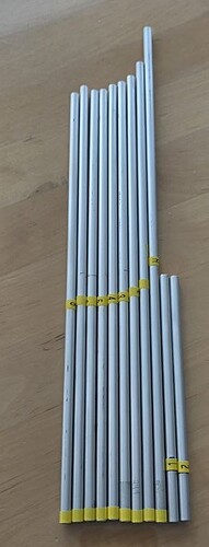 70cm parts, middel marked for easy orientation