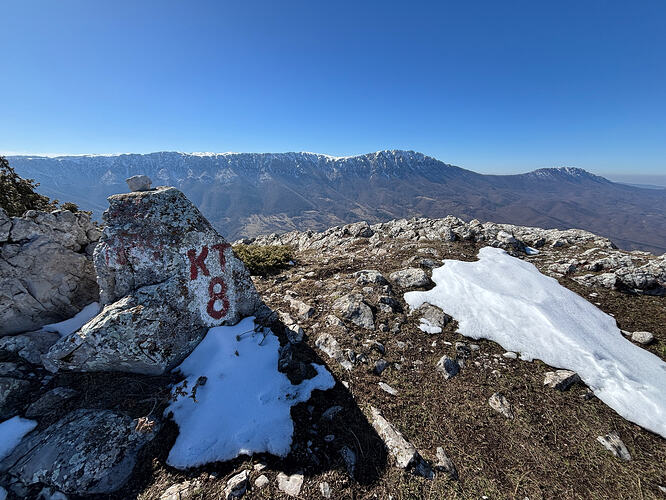View from the summit towards the YU/JS-007 and YU/JS-019