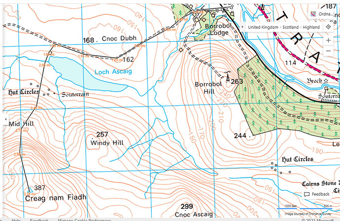 Preferred route via small bridge at end of Loch Ascaig
