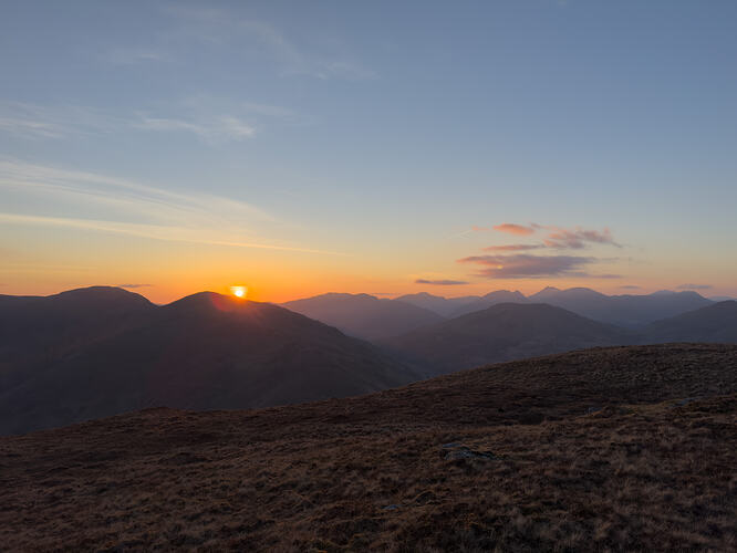 Sunset view looking to the Arrochar Alps