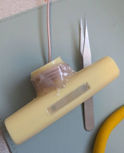 driven element part with coke and filled with hot glue