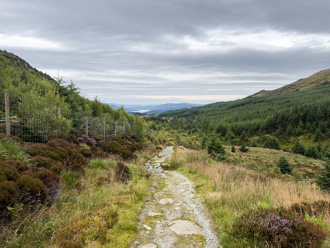 Descending the path down into Glean Riabhach