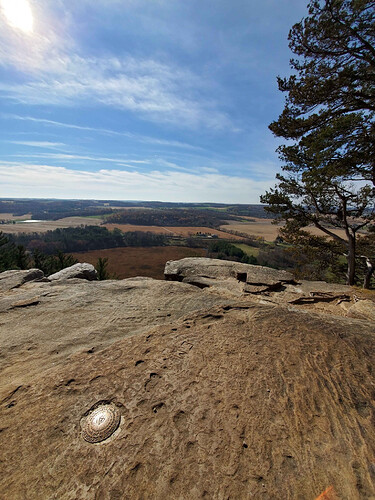 Overlook and survey marker below the operating position