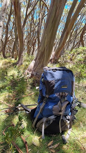 Backpack ready for the hike down