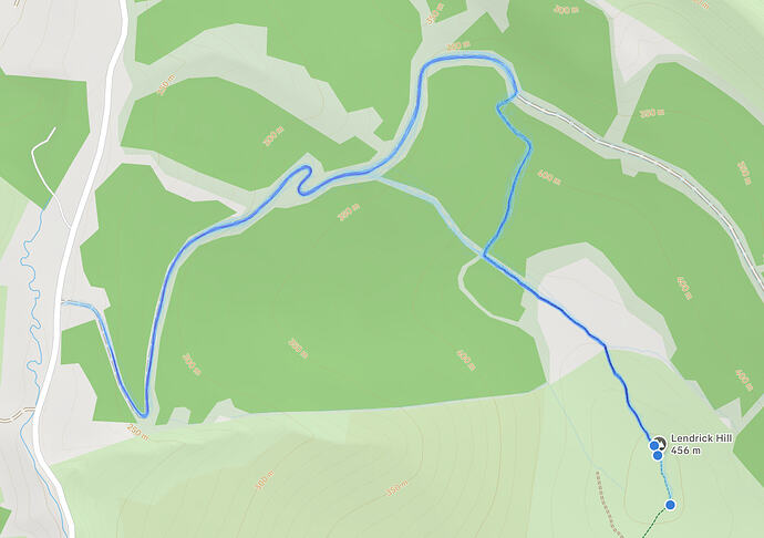 Strava heatmap of Lendrick Hill