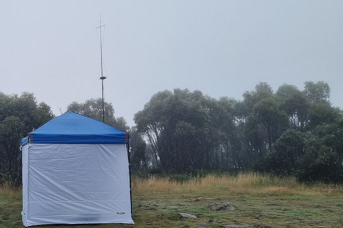 Hourglass antenna and weather shelter