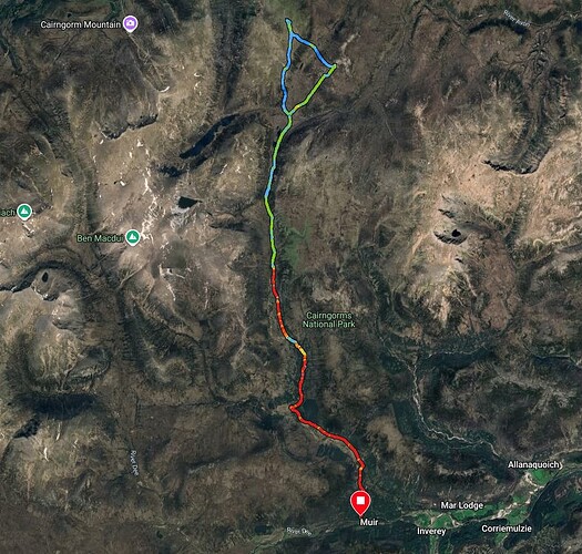 Route. Red is on the bike.