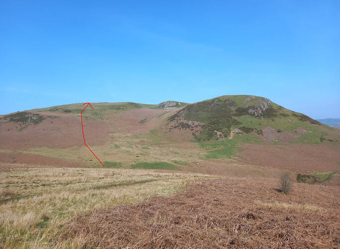 Route I took in red, a steep pull!