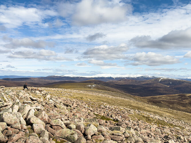 Snow cover on the Cairngorms viewed from Beinn Dearg