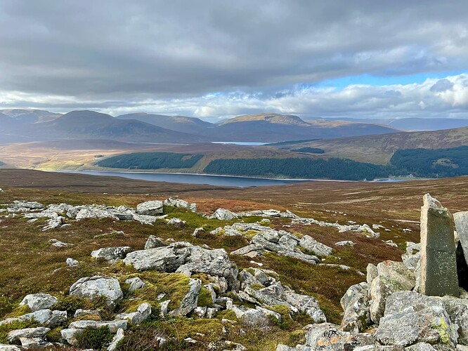 Looking over Loch Ericht, and the two higher lochs between another Geal-charn and Carn Dearg in WS.