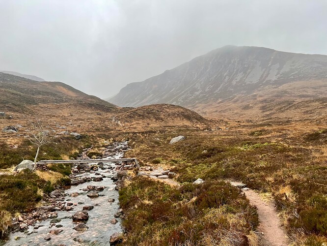 Footbridge over Coire Etchachan burn