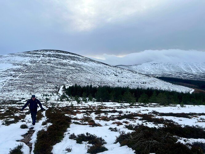 On the way to Little Conval. Meikle behind, and Rinnes on the right in the cloud