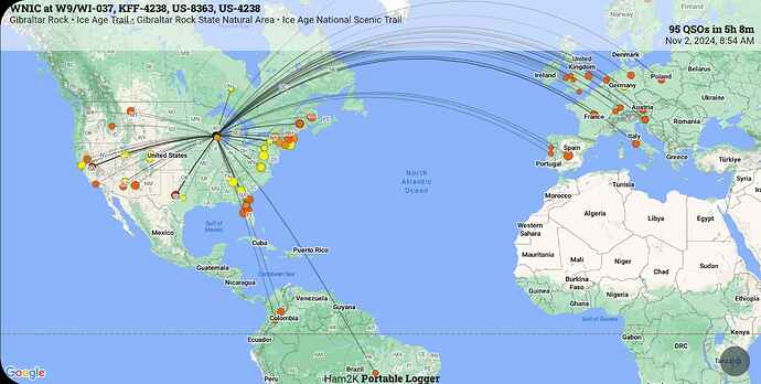 Operation at W9/WI-037 PoLo QSO Map