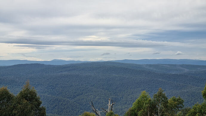Looking across the valley to VK3/VN-012, Mt Mitchell with VK3/VN-011, Sugarloaf Peak in the background