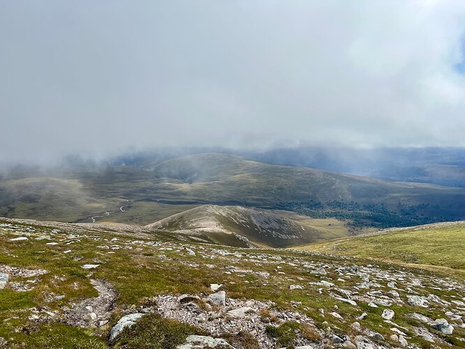 Looking down from South Top. Fraser's summit centre back - the direction I'd be heading