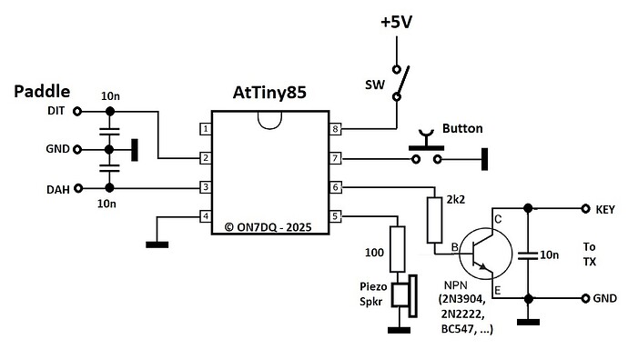 AtTiny85 Keyer Schema