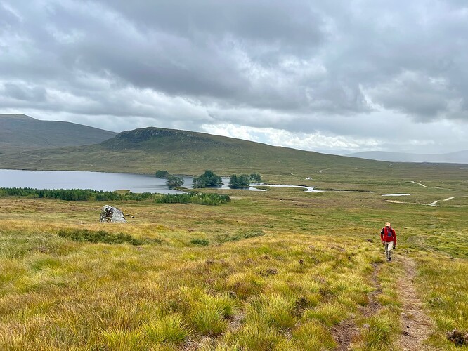 Looking back at Loch Ossian and the youth hostel