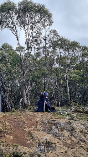 VK3ZPF supporting the hourglass antenna at VK3/VC-040.