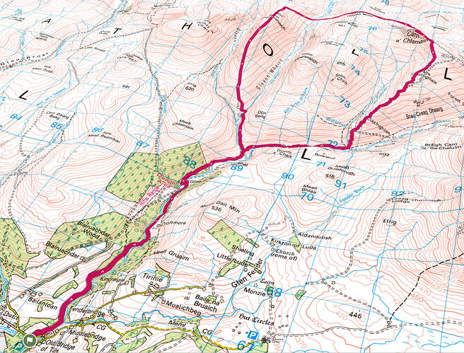 OS Maps 3D view of route