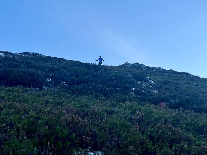 Descending the steep sides