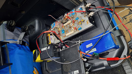 Linear amplifier exposed, damaged switch removed, wires cut and twisted, and amplifier tested.