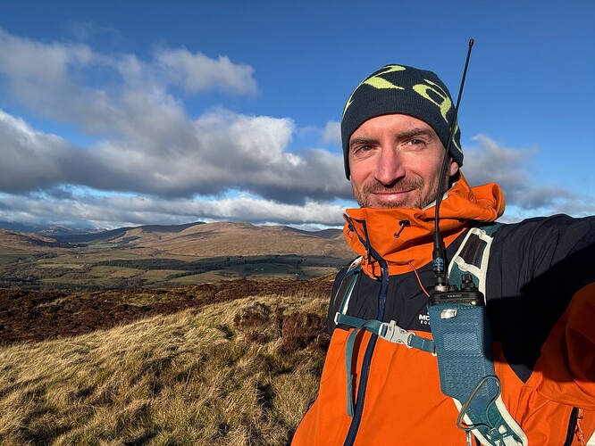 Selfie with Yaesu FT-270 in my rucksack front pocket