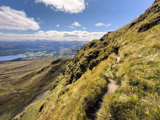 Slightly hairy path along the end of Creag na Caillich
