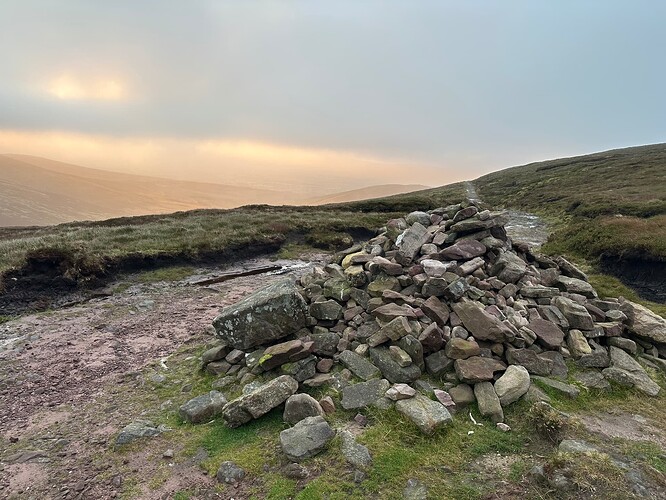 The cairn where the trail forks, and the two separated paths are behind me in this photo. I'm looking at the part which takes us back to the parking lot.