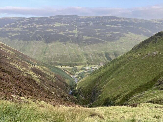 Looking back to car park from top of waterfalls