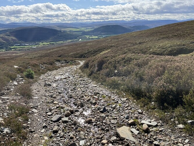 Looking back along Strath Avon on good part of track