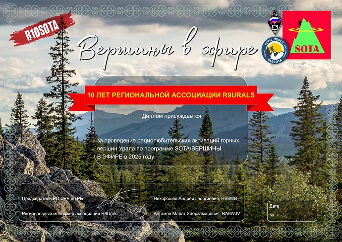 Диплом SOTA 2020 S2S связи июль 2025