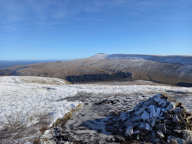 The view over to Pen y Fan from Fan Fawr