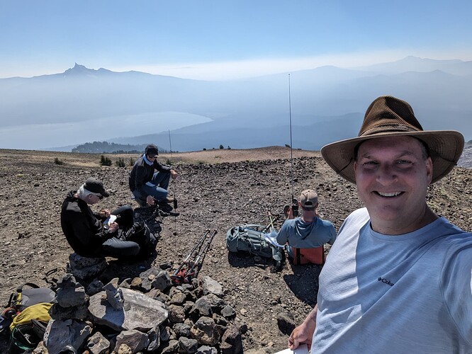 K7WXW, N7KOM, W7MTB, and myself (ND7Y) chasing a flurry of 2m contacts from Mt. Bailey.