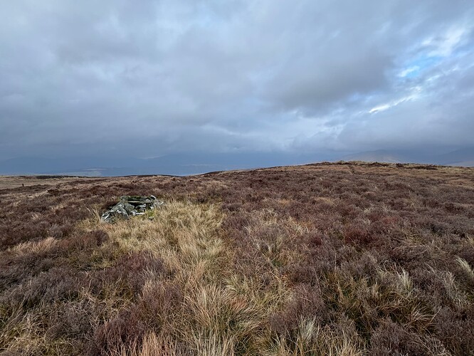 The false summit cairn, looking towards the northerly of the two cairns