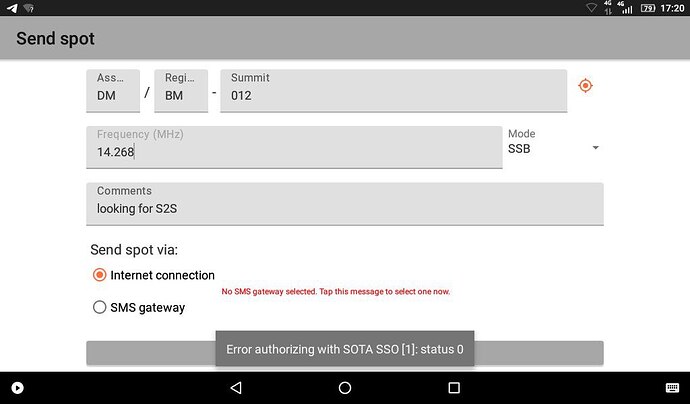 Error authorizing with SOTA SSO