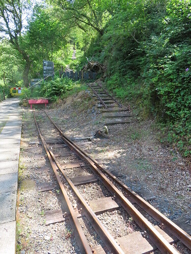 Inclined plane meets railway at Nant Gwernol