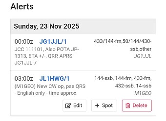 SOTA alerts for 2025-11-23