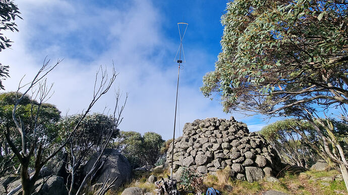 Hourglass antenna during a brief period of sunshine