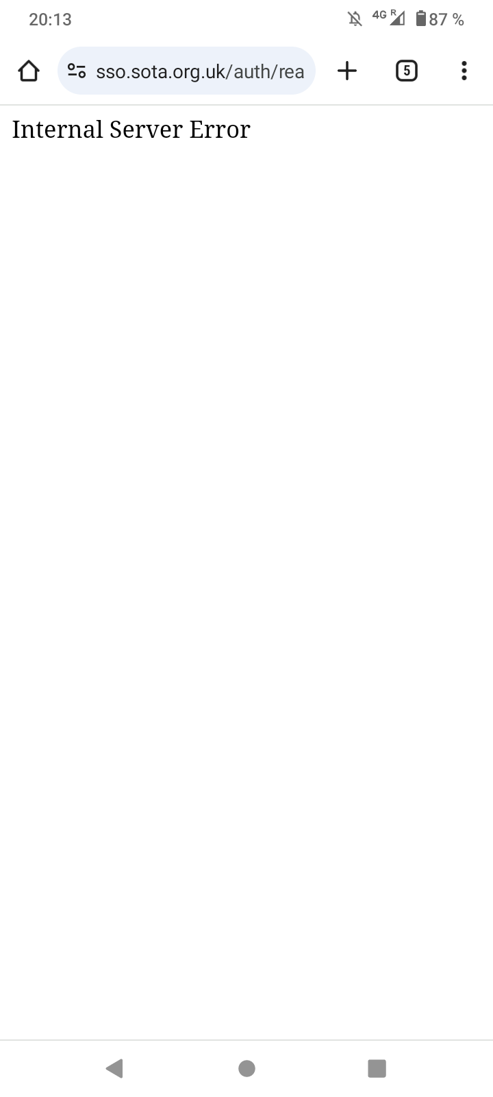 SSO Internal Server Error - Online Resources - SOTA Reflector