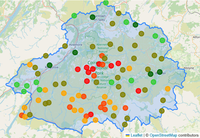 The 89 summits of the Cairngorms National Park